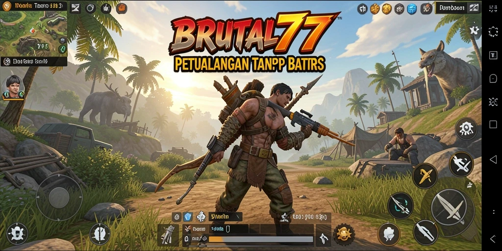 Tampilan gameplay Open World yang mendebarkan di BRUTAL77.