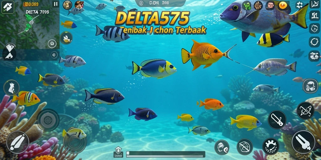 Screenshot DELTA575 menunjukkan aksi seru menangkap ikan.