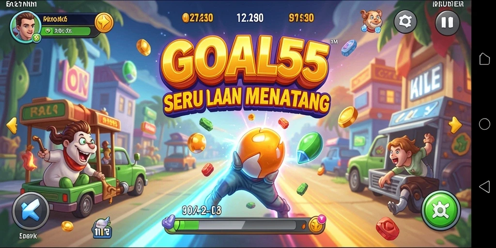 Tangkapan layar utama <strong>GOAL55</strong> menampilkan aksi seru dalam gameplay Arcade.