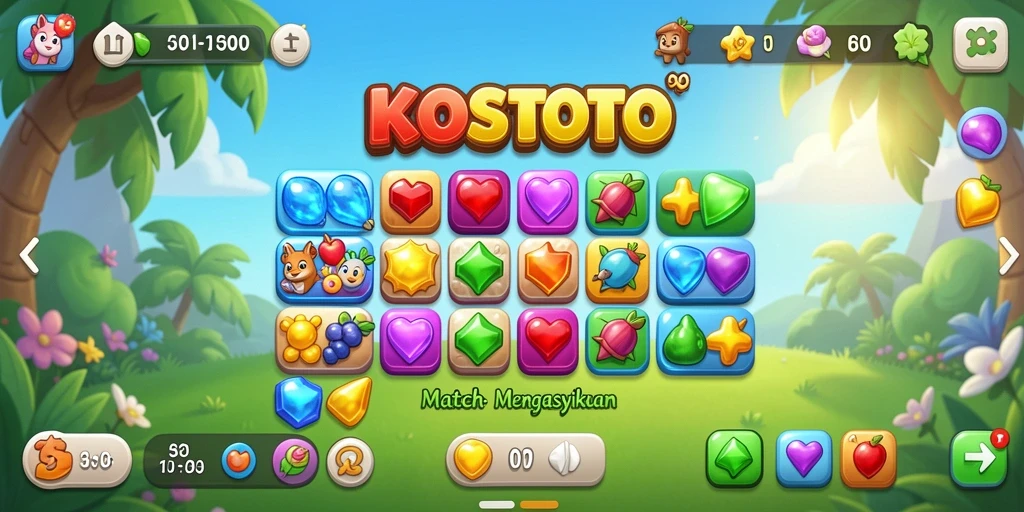 Tampilan gameplay KOSTOTO yang seru dan penuh warna.