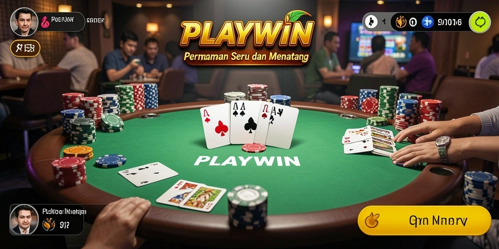 Tampilan gameplay seru di aplikasi Poker PLAYWIN.
