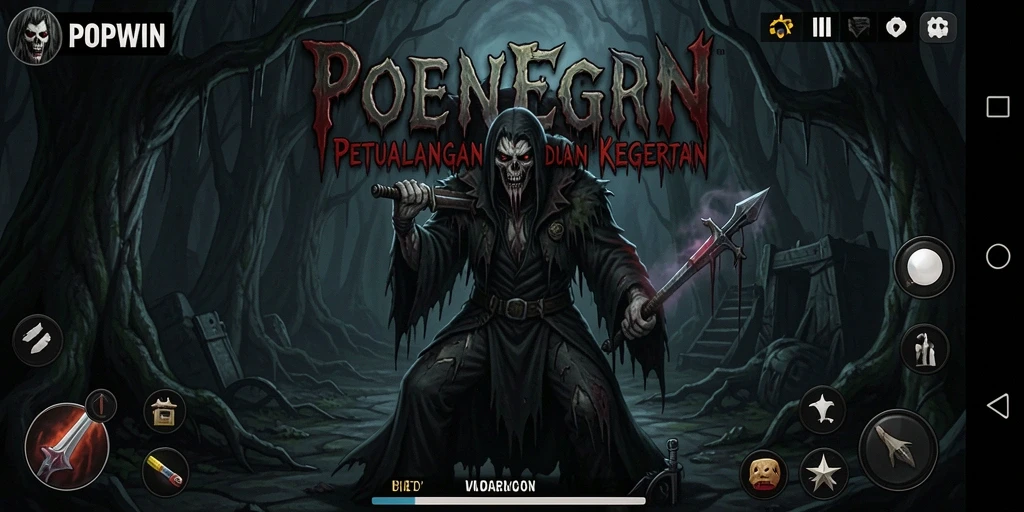 Tampilan gameplay POPWIN yang menyeramkan dan penuh ketegangan.