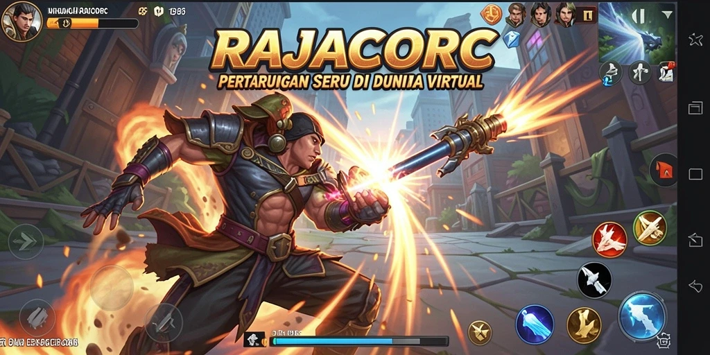 Tampilan gameplay RAJACORC yang intens dan menegangkan.