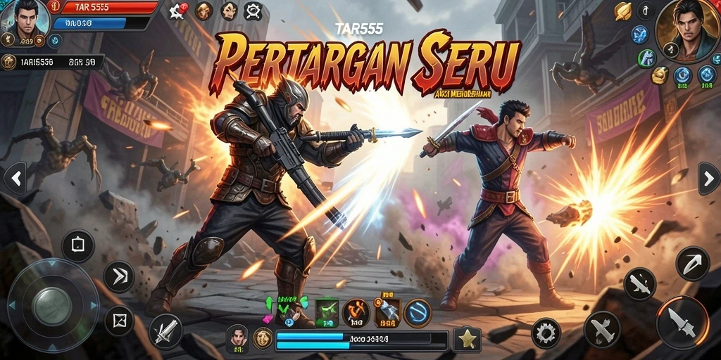 Tampilan gameplay aksi yang mendebarkan dalam TAR555.